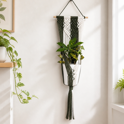 2 Tone plant hanger - Olive Green